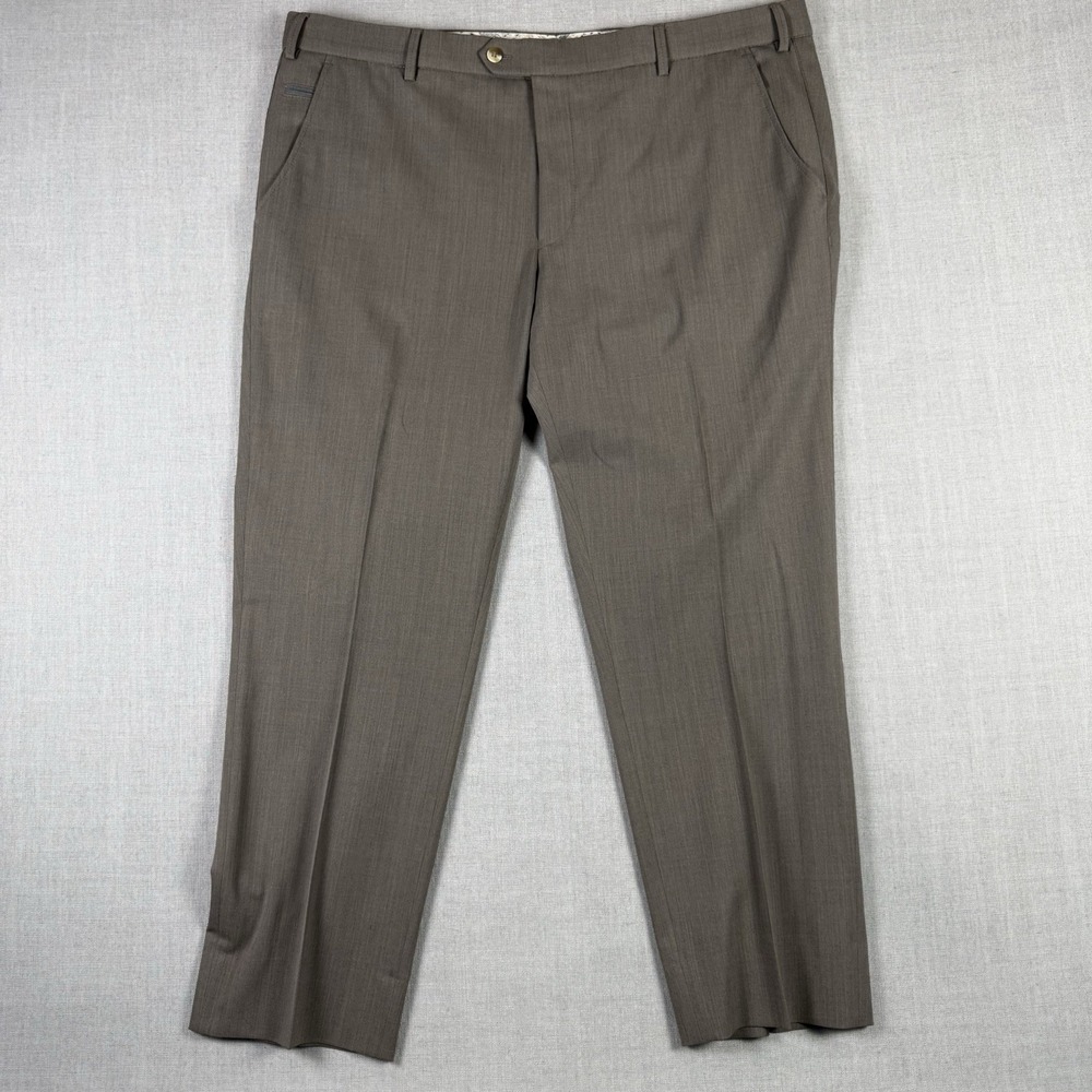 Meyer Bonn Pants Mens 40x31 Brown Modern Fit Wool Blend Twill Dress Trousers